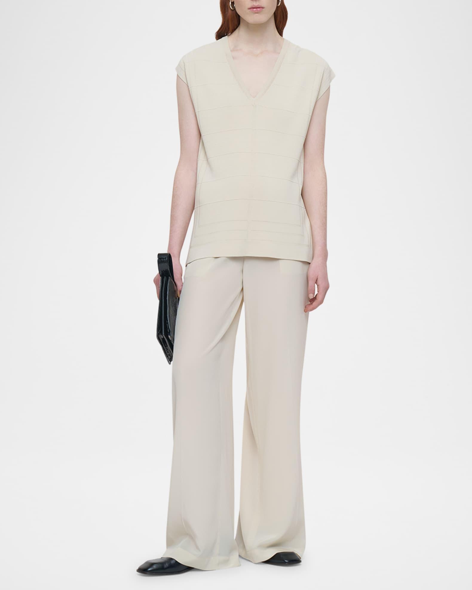 Cap-Sleeve Grid Knit Top Product Image