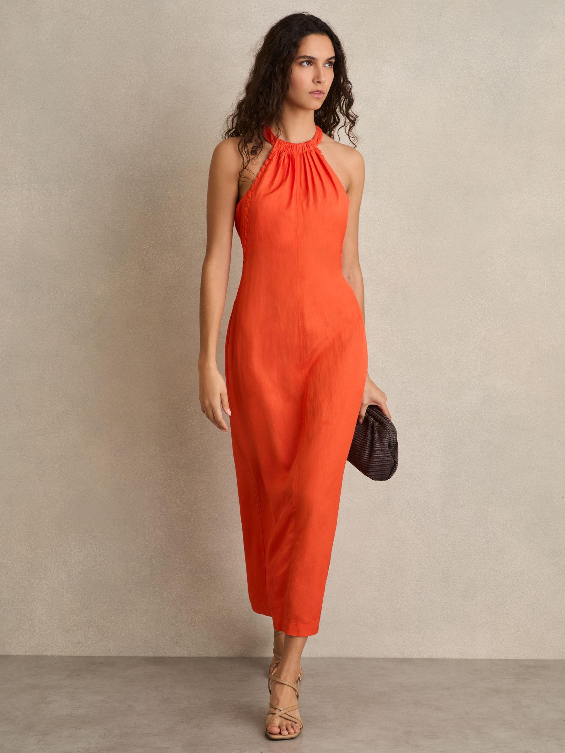 Petite Linen Belted Wide-Leg Trousers in White Product Image