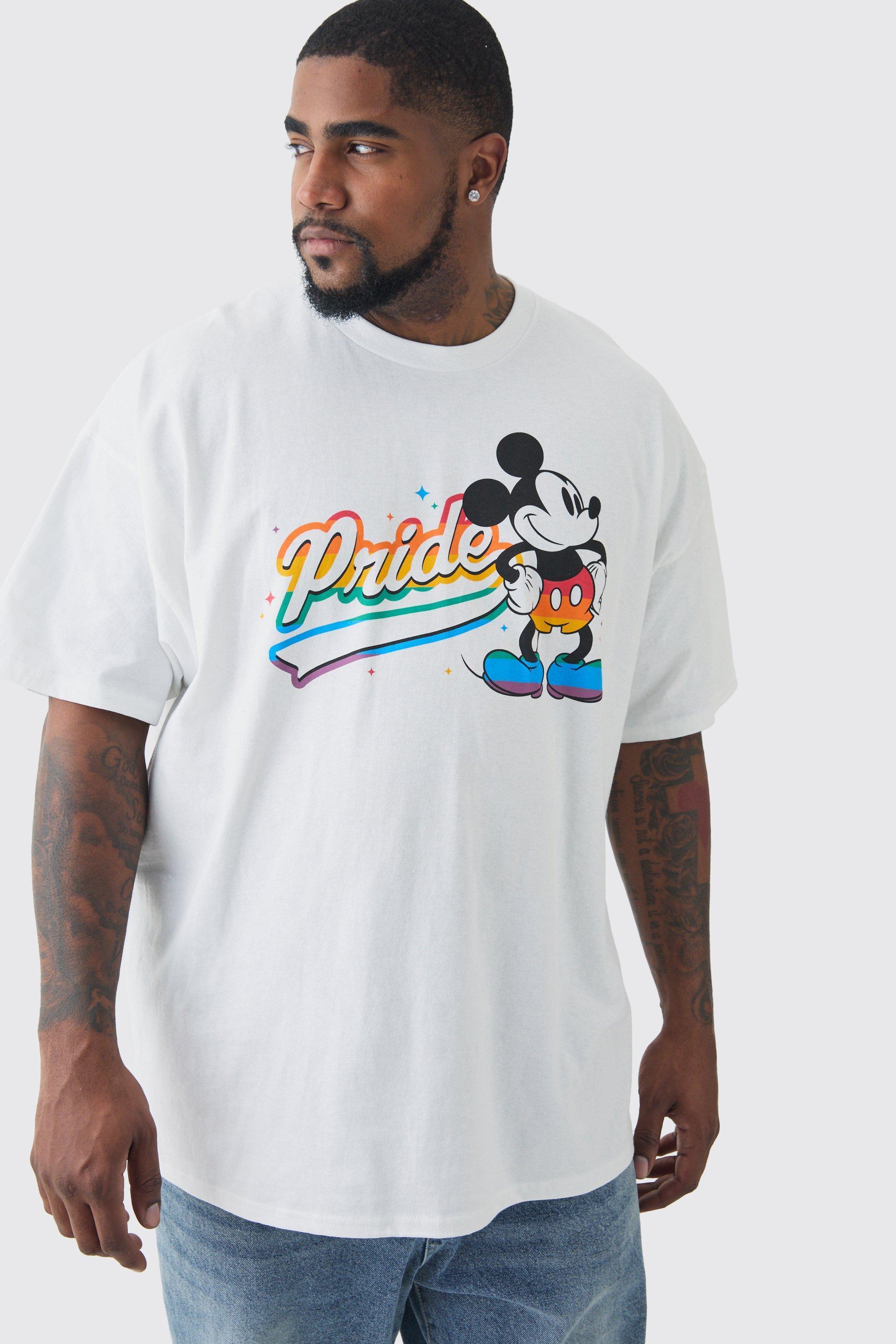 Mens Plus Disney Mickey Mouse Pride License Graphic T-shirt - White Product Image