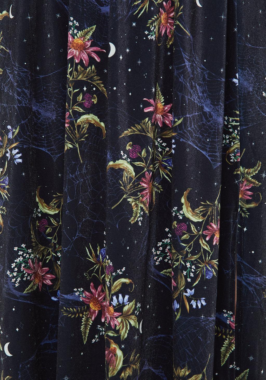 Cleome Floral Spiderweb Velour Midi Skirt Product Image