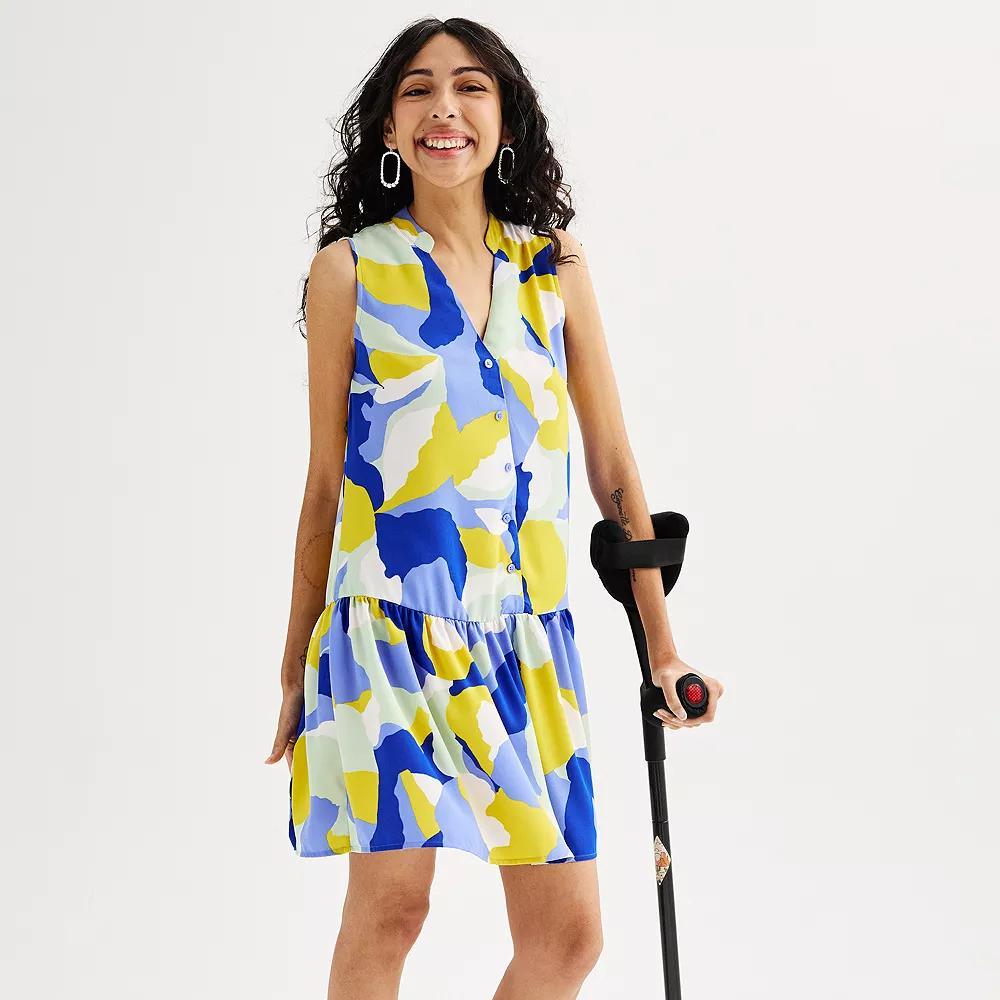 Women’s Nine West Adaptive Button Front Ruffle Hem Dress, Women's,  Product Image