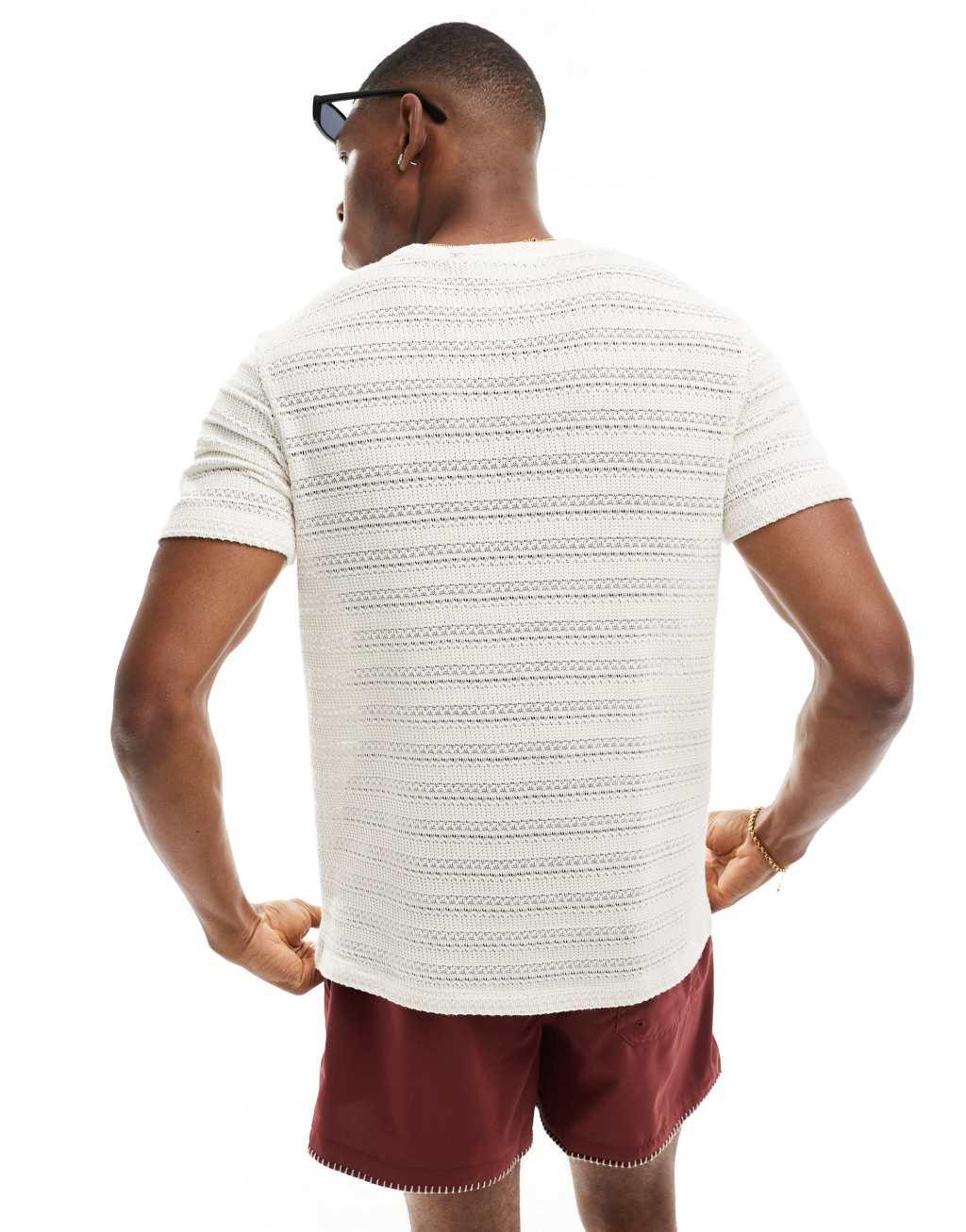 ASOS DESIGN t-shirt in off white textured fabric Product Image