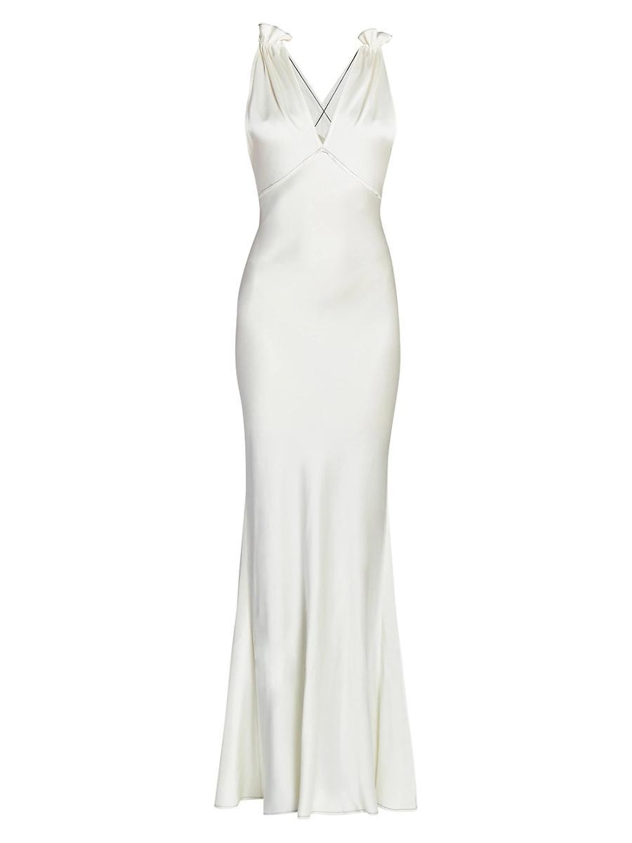 Womens Satin Gathered Shoulder Cami Gown Product Image