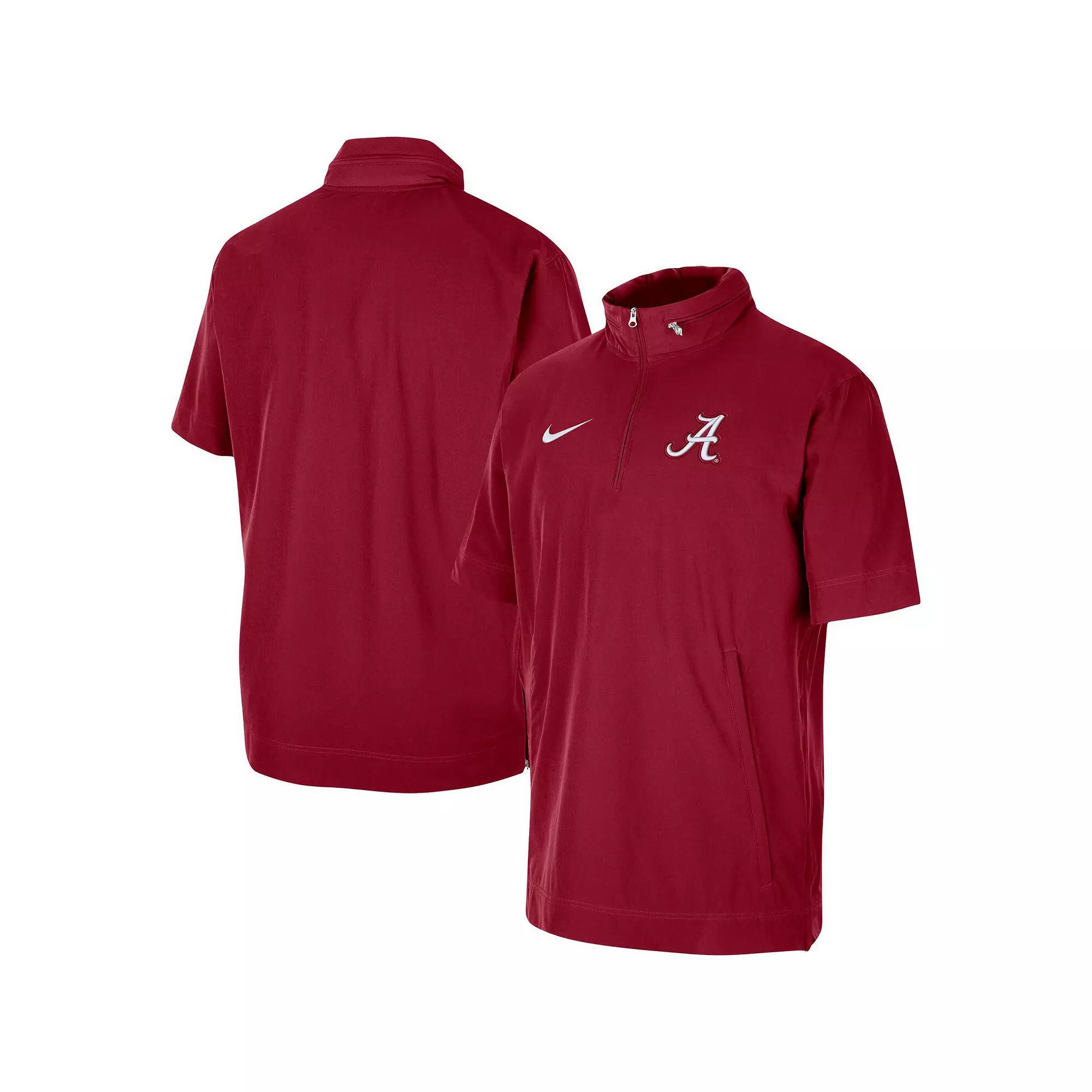 Men's Nike Crimson Alabama Crimson Tide Coaches Half-Zip Short Sleeve Jacket,  Product Image