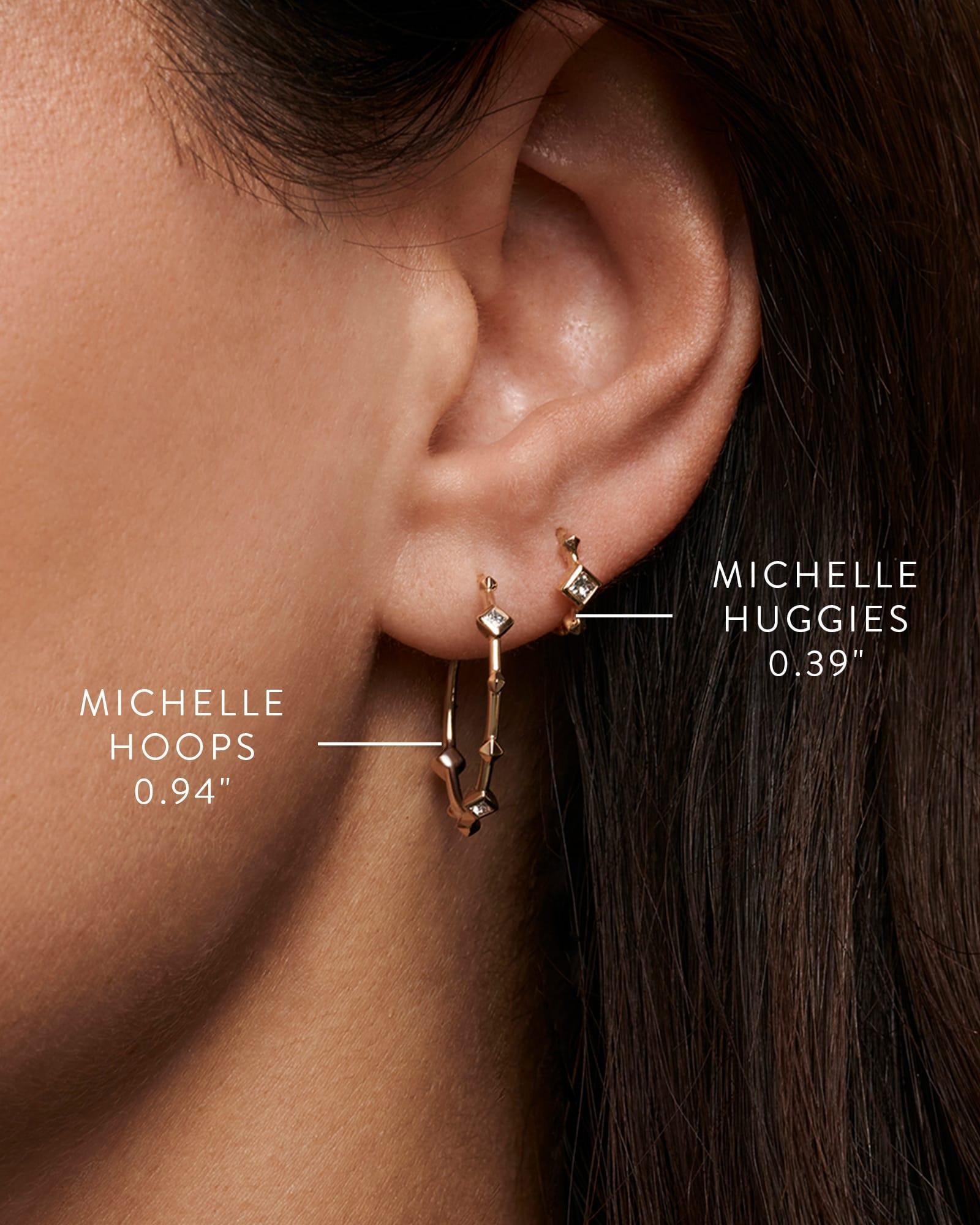 Michelle 14k Yellow Gold Hoop Earrings in White Diamond Product Image