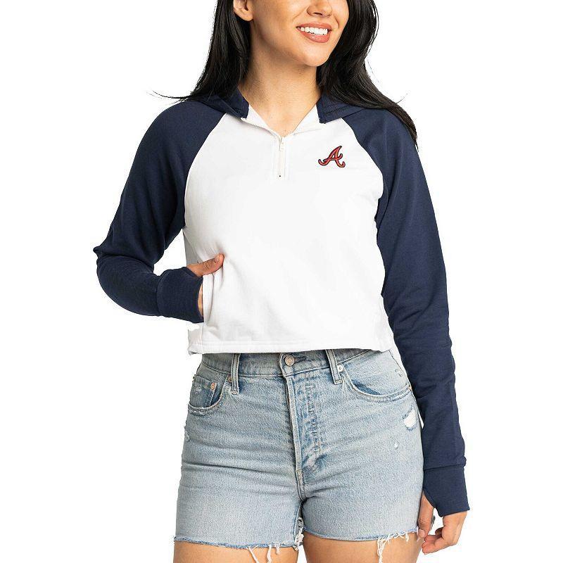 Women's Lusso White St. Louis Cardinals Jane Raglan Quarter-Zip Tri-Blend Cropped Pullover Hoodie, Size: XS Product Image