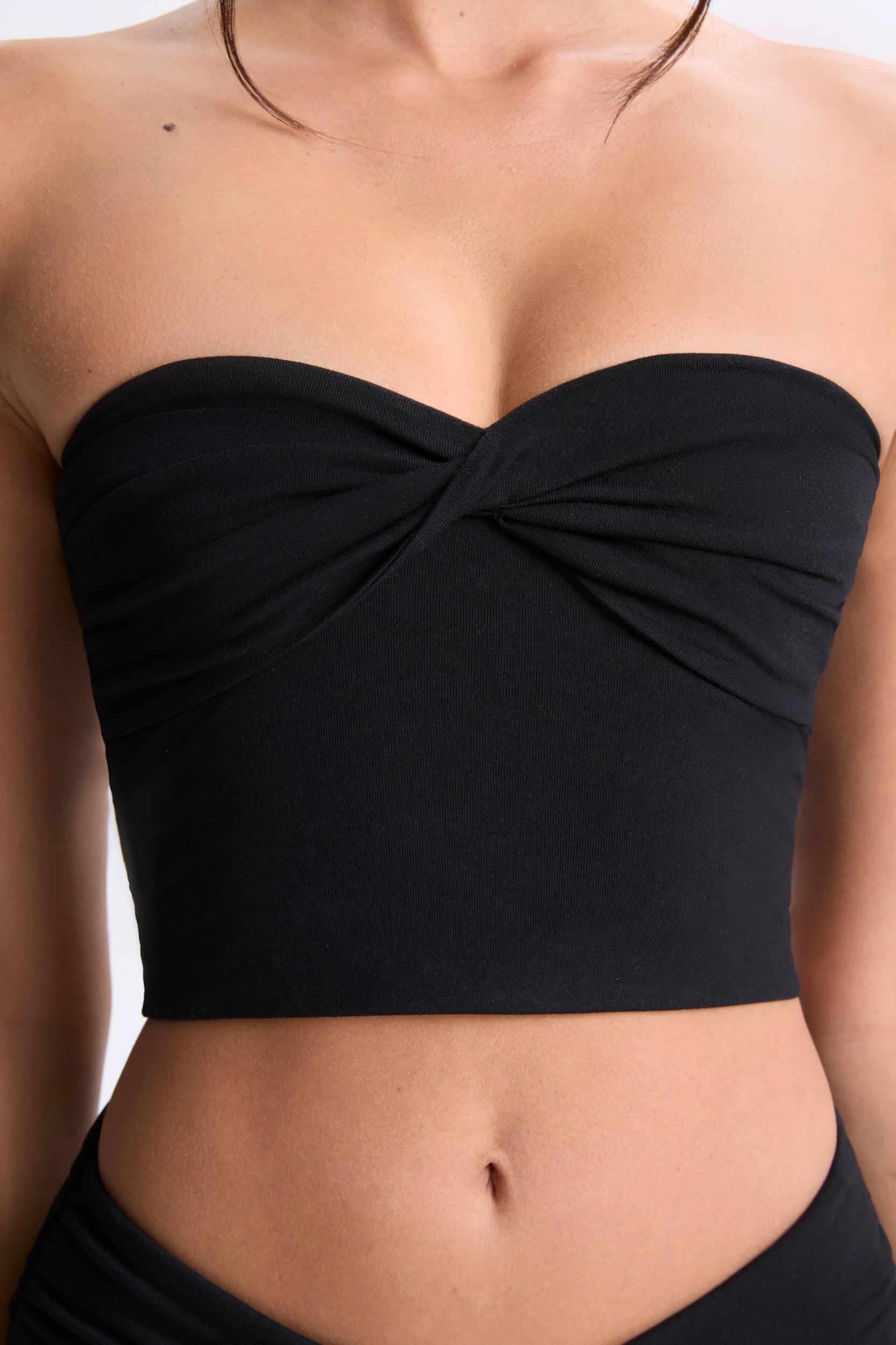 Twist-Front Bandeau Top in Black Product Image