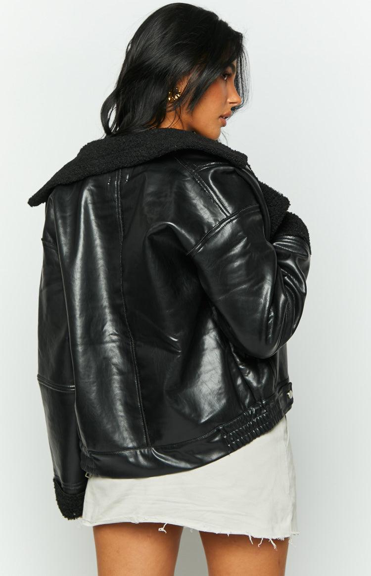 Caprani Black PU Shearling Jacket Product Image