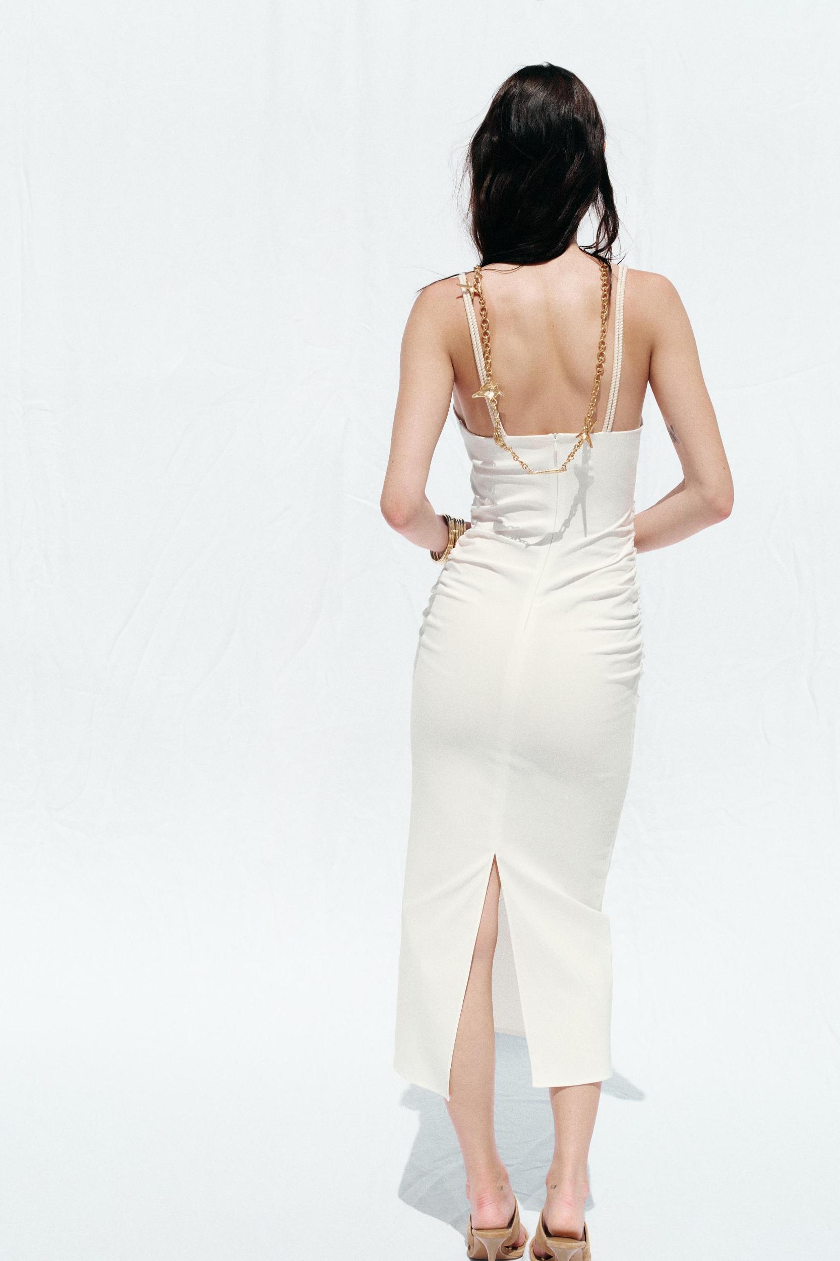 CUT OUT DRAPED MIDI DRESS Product Image
