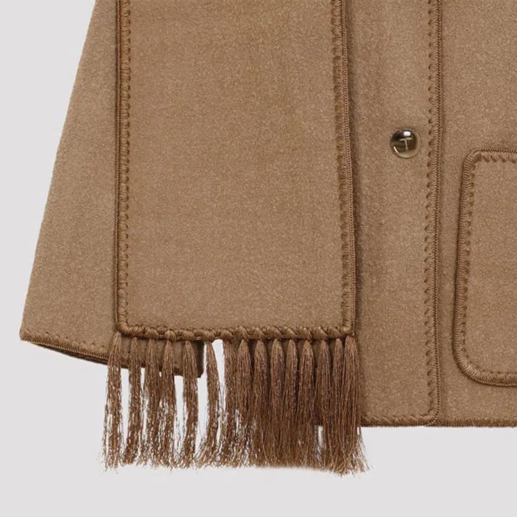 Embroidered Scarf Jacket In Brown Product Image