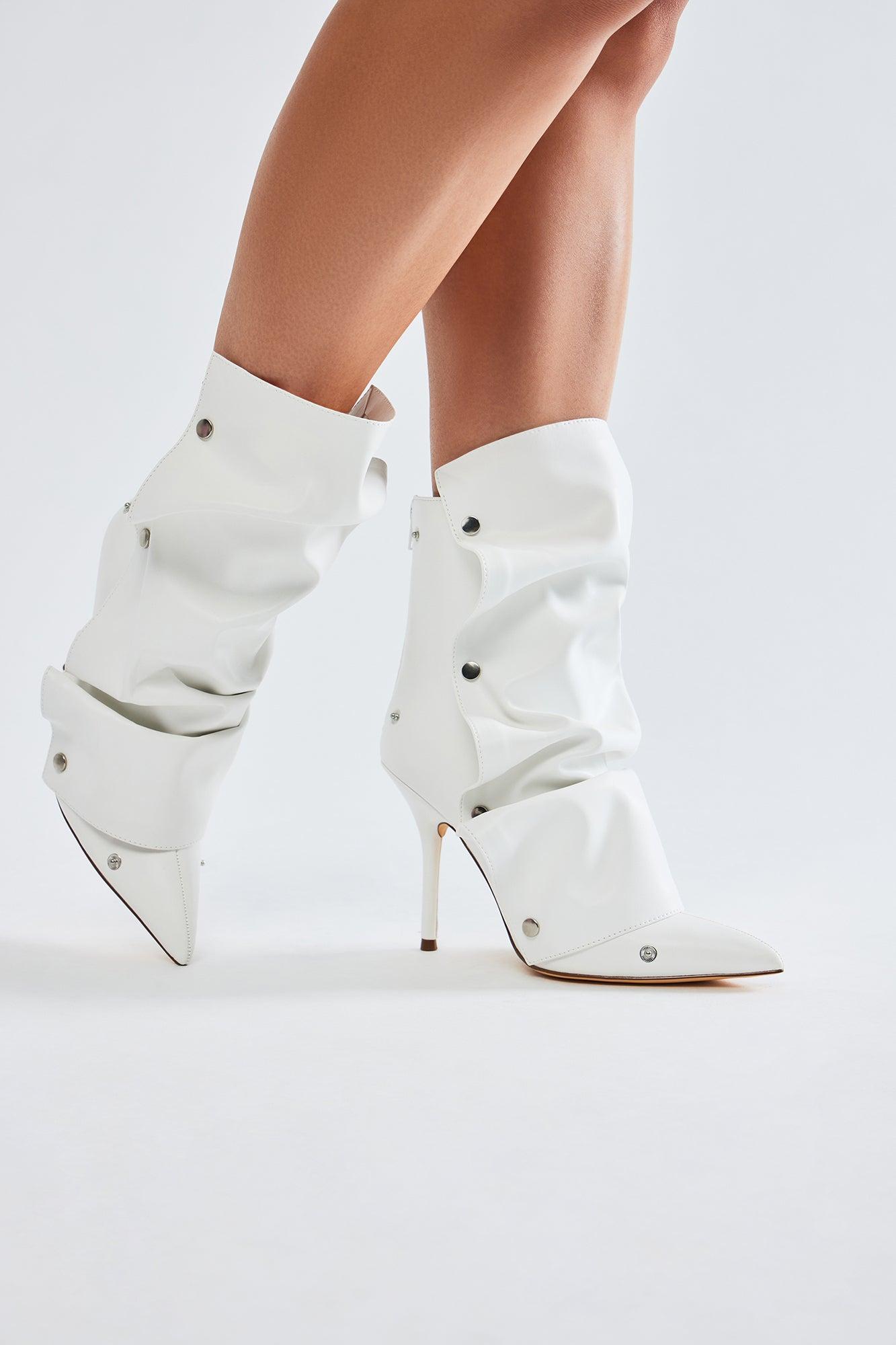 Scarlett Snap Button Booties - White Product Image