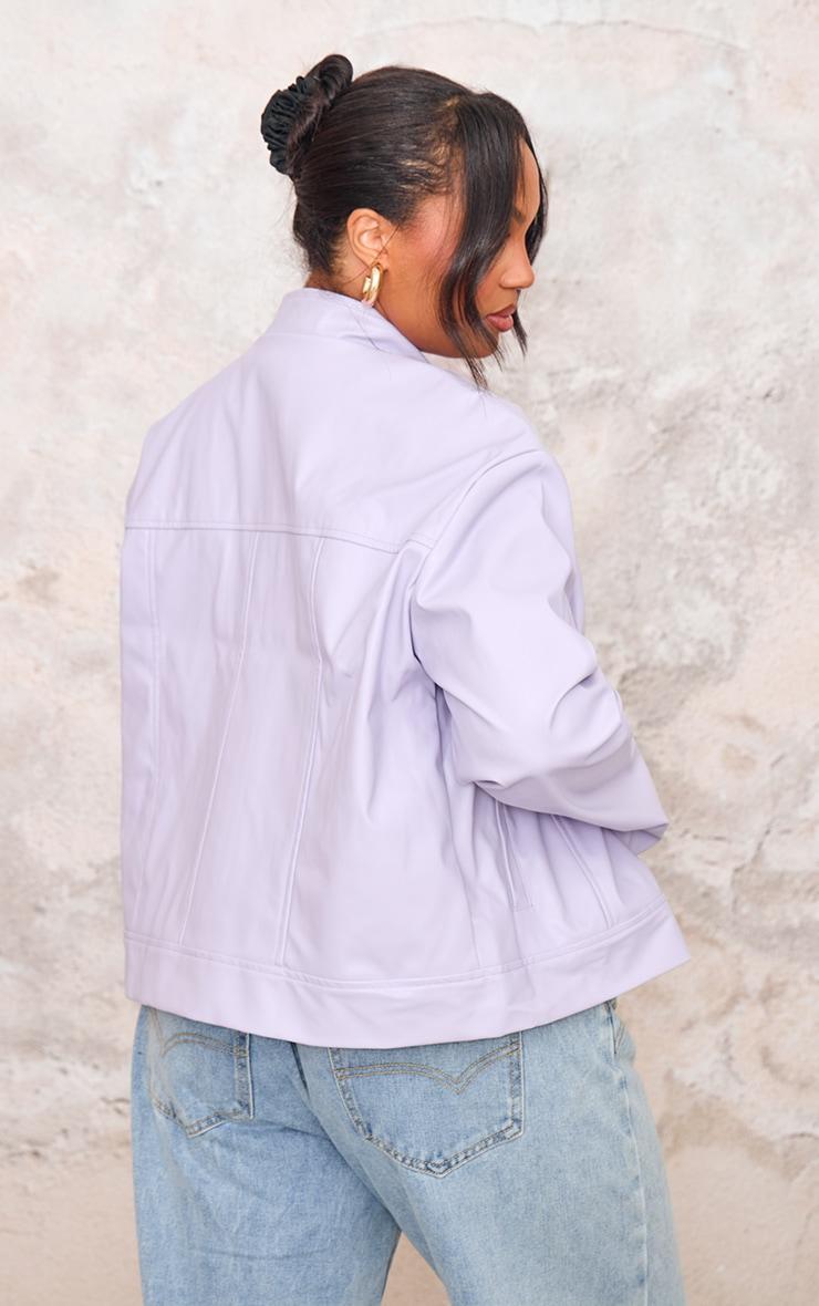 Plus Lilac PU Racer Neck Jacket Product Image