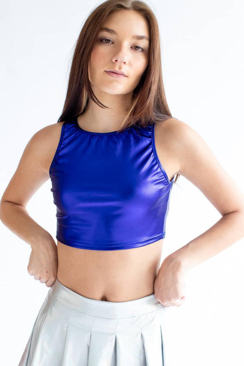 Royal Metallic Racerback Crop Top Product Image
