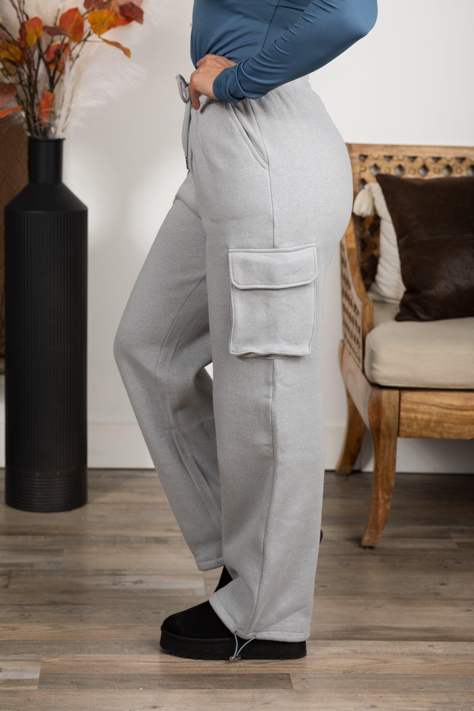 Fleece Cargo Wide Leg Sweatpants Product Image