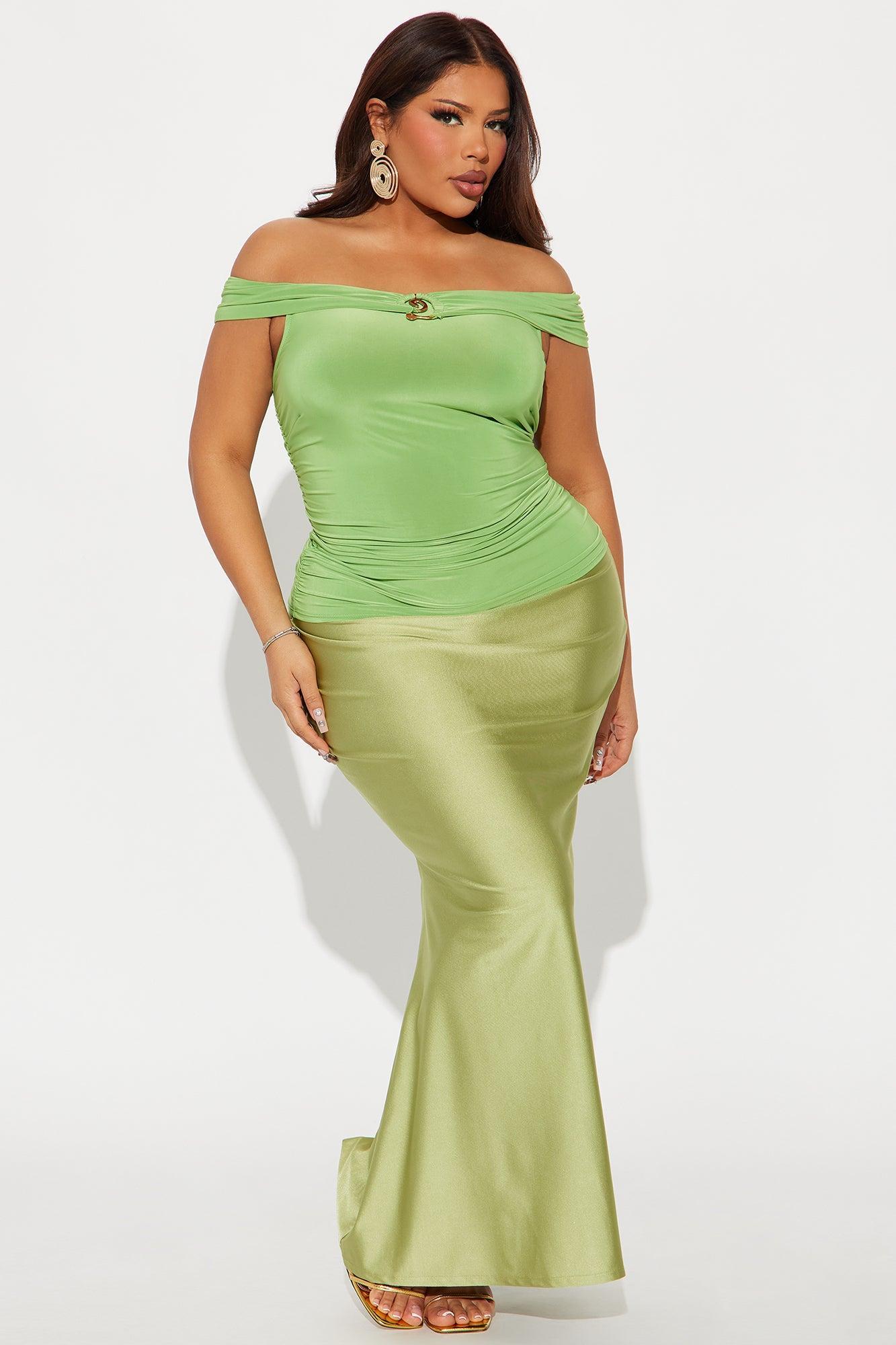 New Views Off Shoulder Top - Green Product Image