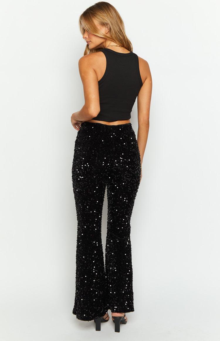 Glimmer Glimmer Black Sequin Pants Product Image