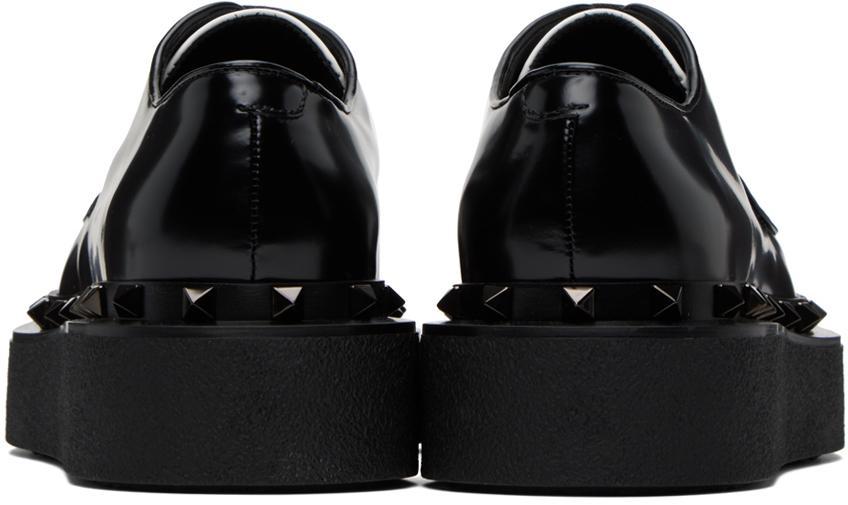 VALENTINO GARAVANI Women's Rockstud M-way Calfskin Derby Shoes With Matching Studs In Black White Product Image