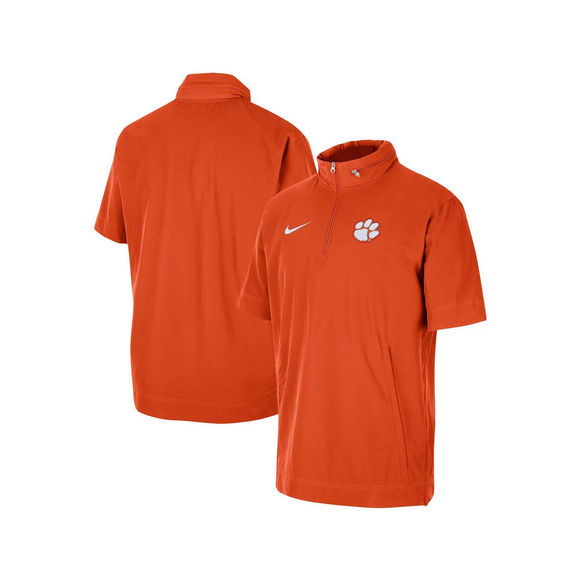 Men's Nike Orange Clemson Tigers Coaches Half-Zip Short Sleeve Jacket,  Product Image