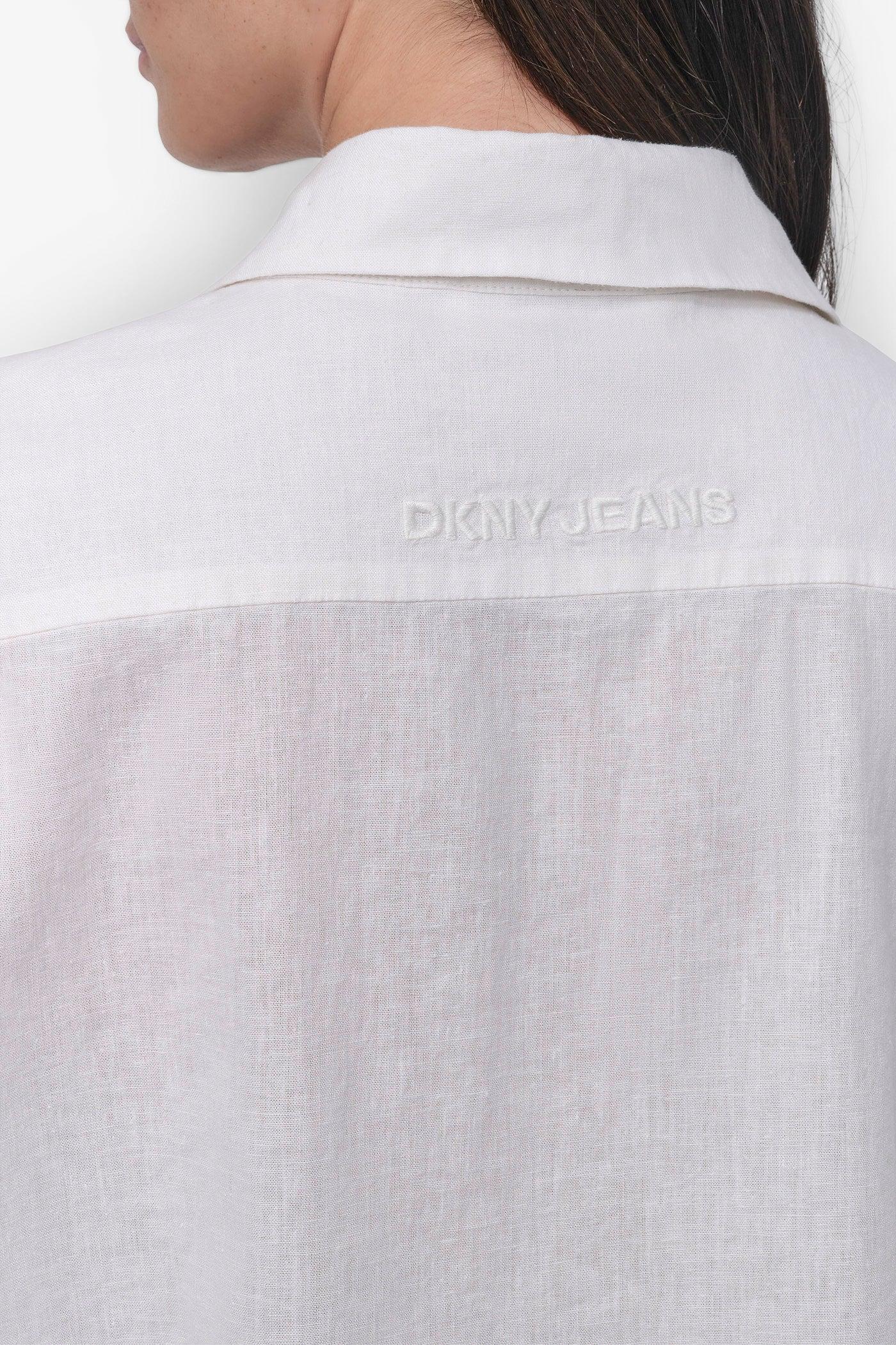 CROPPED LINEN-BLEND SHIRT Product Image