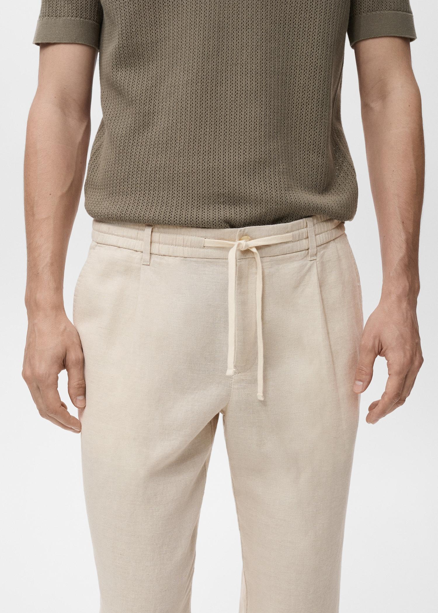 Slim-fit pants with drawstring - Men | MANGO USA Product Image