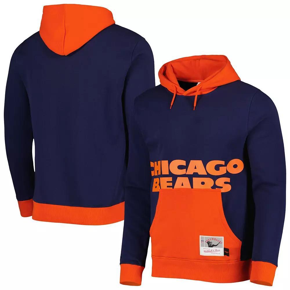 Men's Mitchell & Ness Navy Chicago Bears Big Face 5.0 Pullover Hoodie, Size: XL, Blue Product Image