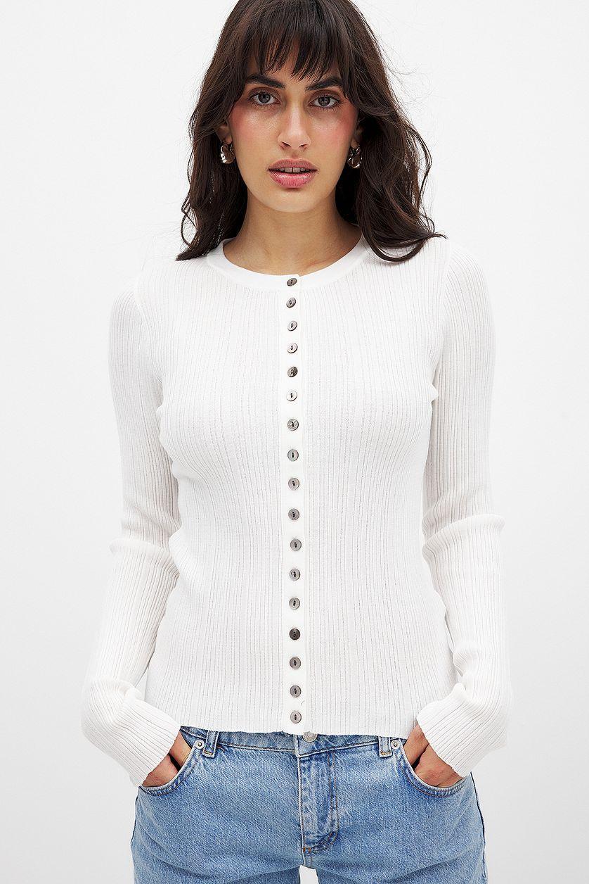 Knitted Button Detail Top Product Image