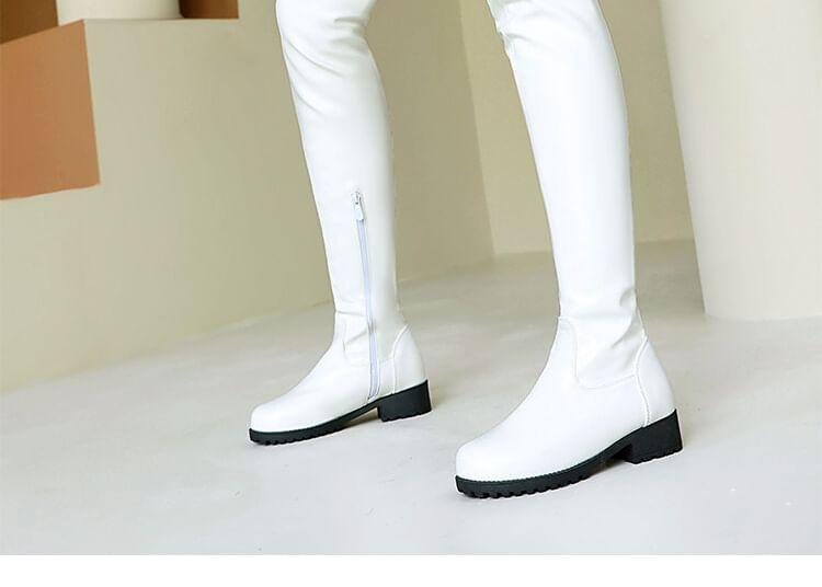 Block Heel Faux Leather Over The Knee Boots Product Image