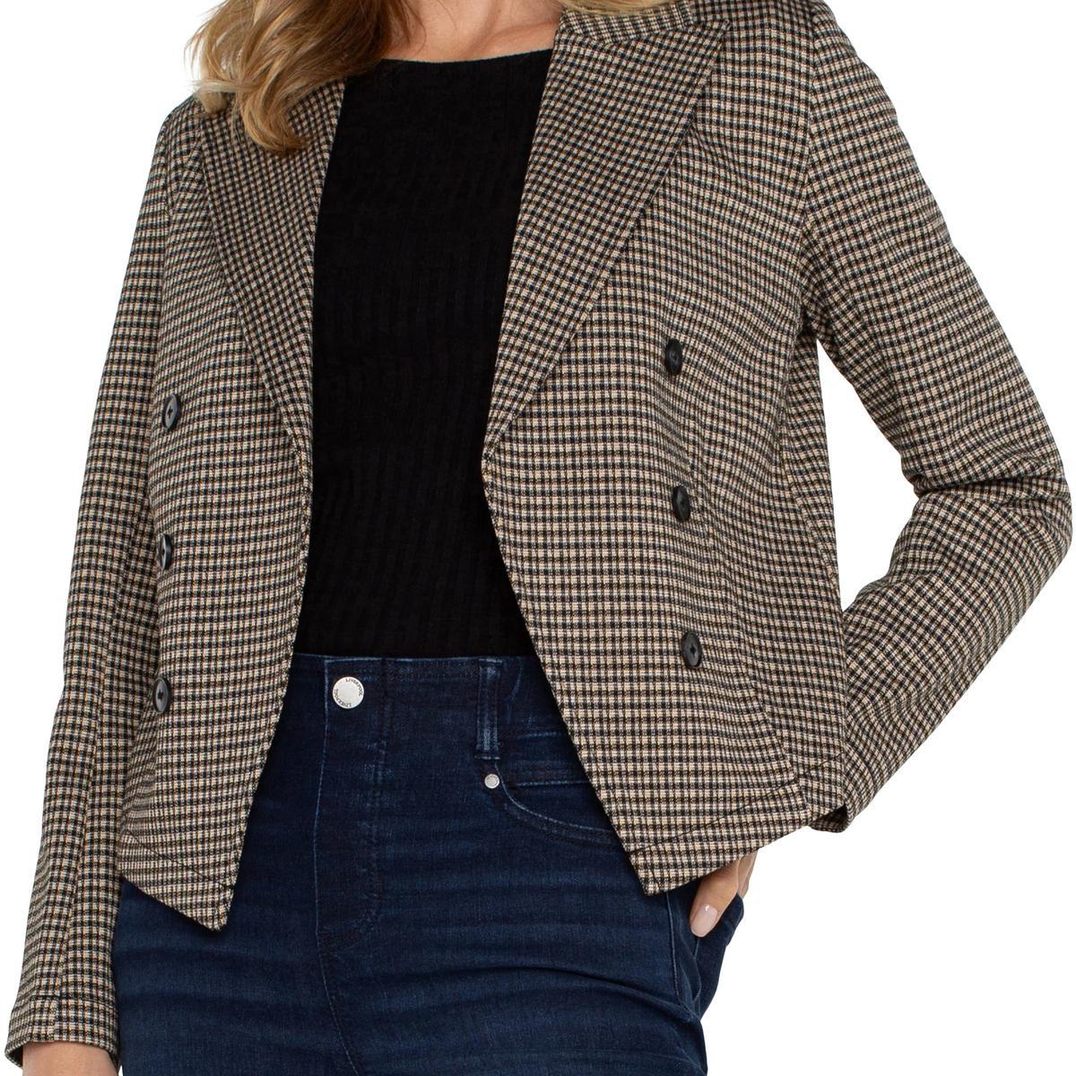 Open Front Blazer - Black/Tan Check Product Image