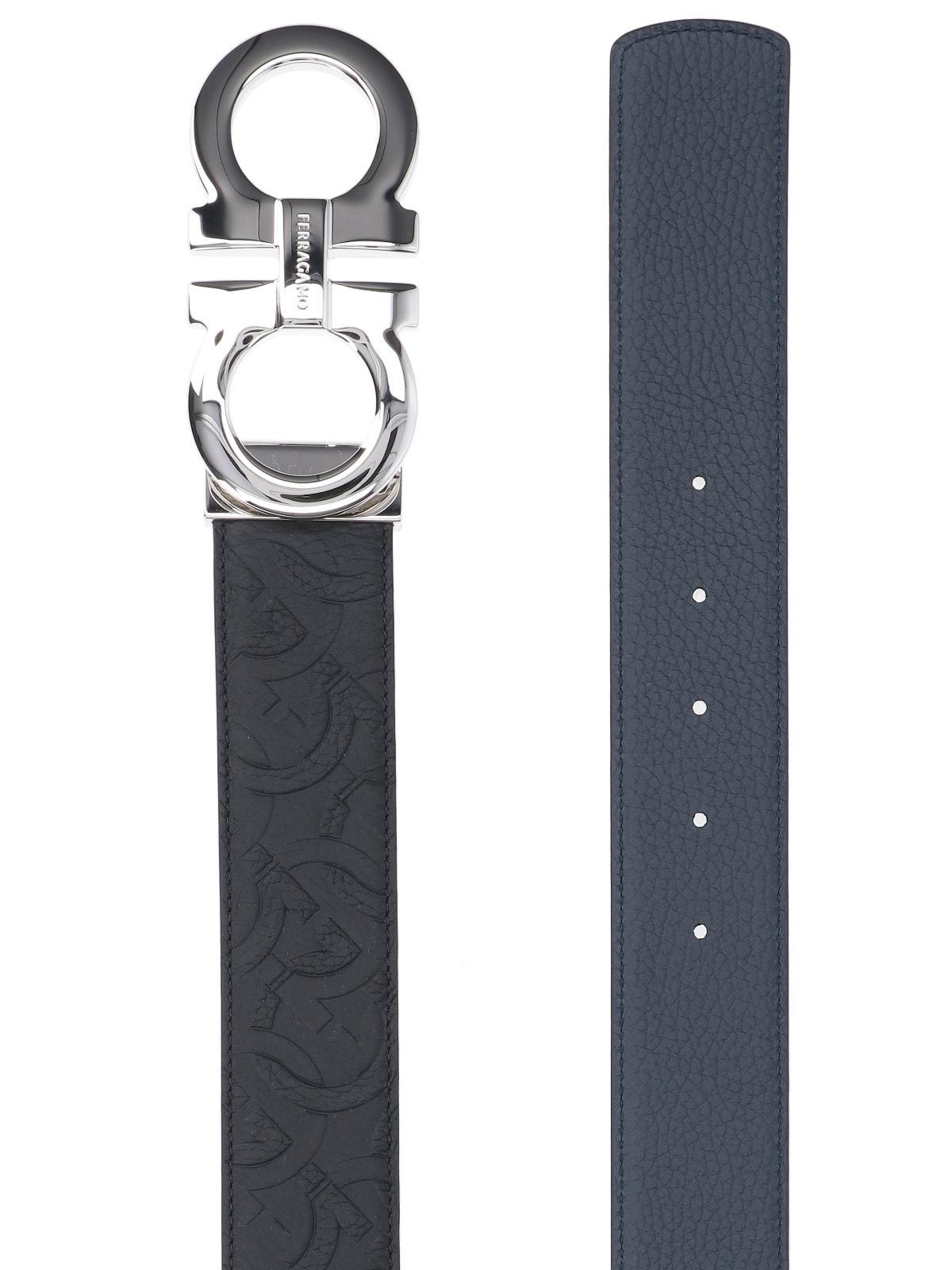 FERRAGAMO Gancini Embossed Belt In Black Product Image