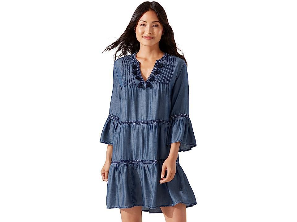 Tommy Bahama Chambray Embroidered Dress Swim Cover-Up Product Image