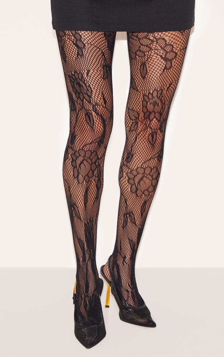 Black Fishnet Lace Tights Product Image