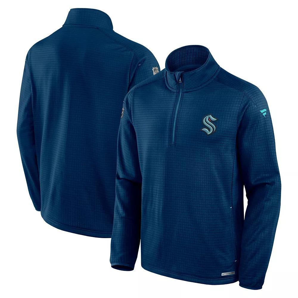 Men's Fanatics Deep Sea Blue Seattle Kraken Big & Tall Authentic Pro Quarter-Zip Pullover,  Product Image