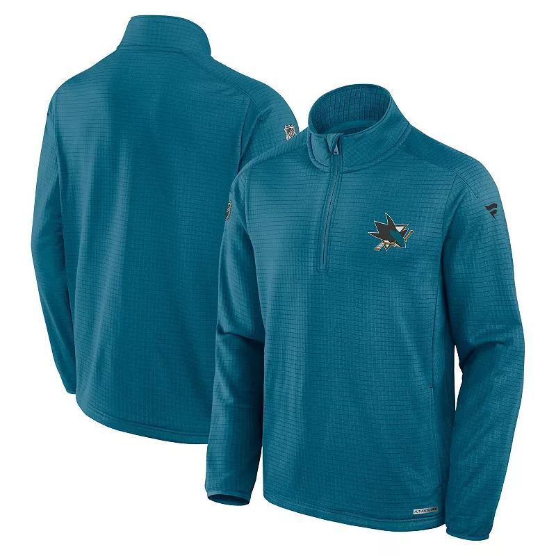 Men's Fanatics Teal San Jose Sharks Authentic Pro Rink Quarter-Zip Top,  Product Image