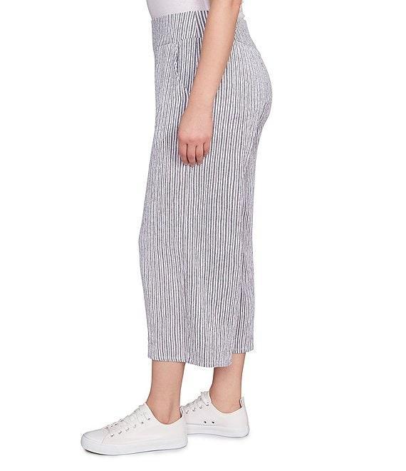 Ruby Rd. Puckered Stripe Knit Wide Leg Pull-On Pants Product Image