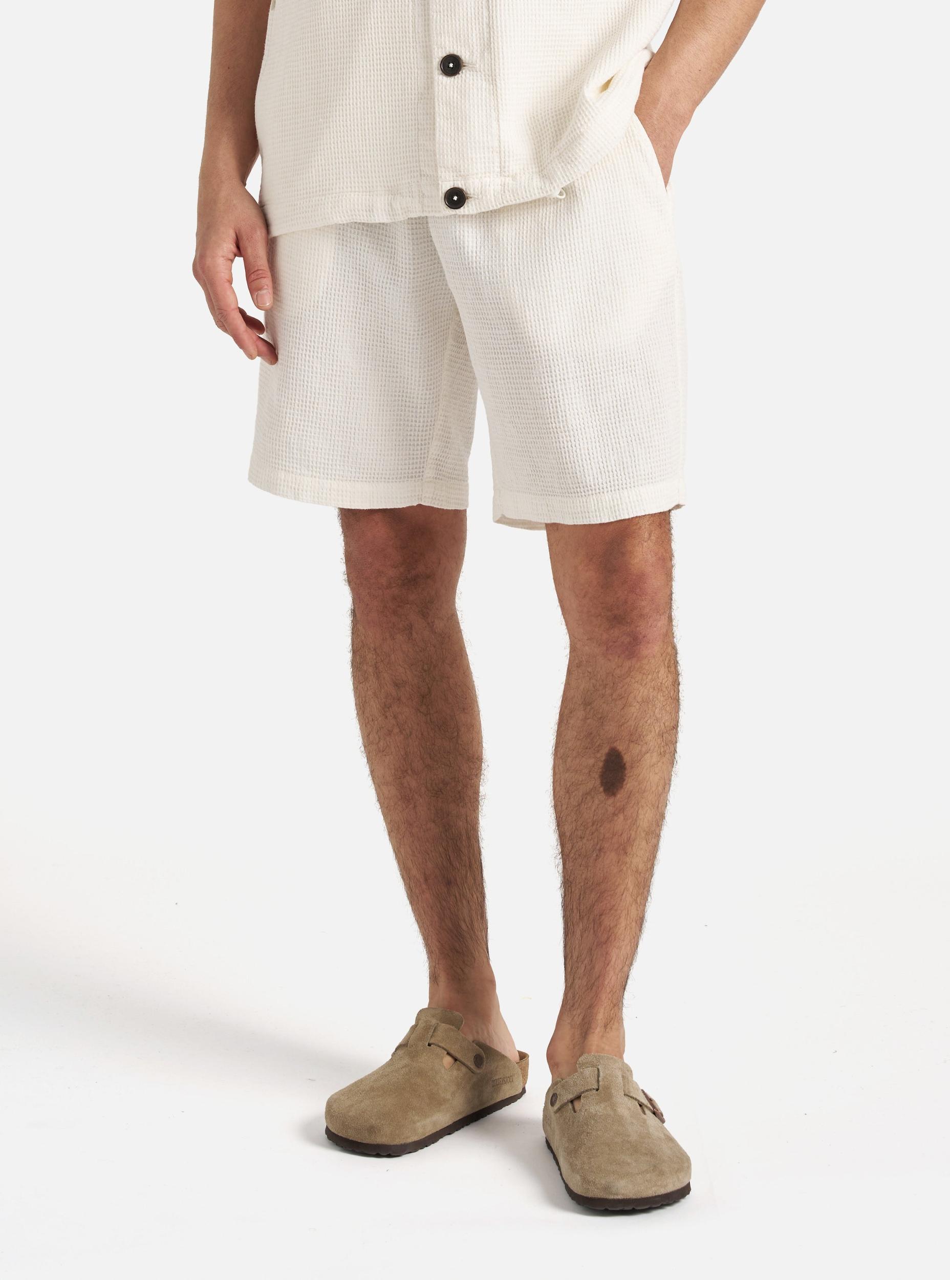 Universal Works Simple Short in Ecru Japanese Waffle Product Image