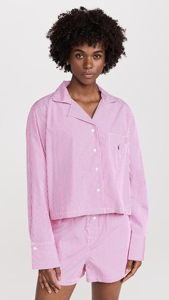 Polo Ralph Lauren Crop Top & Boxer Poplin Pajama Set | Shopbop Product Image