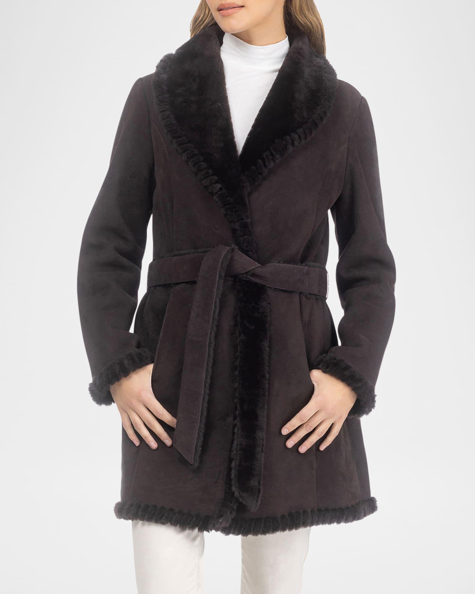 Merino Shearling Lamb Belted Stroller With Whipstitch Trim Product Image