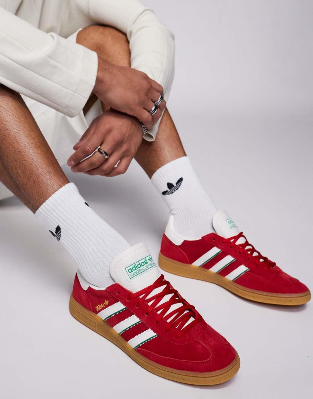 adidas Originals Handball Spezial sneakers in red and white Product Image