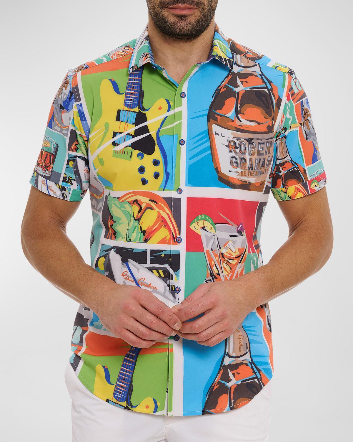 Mens Fiesta De Verano Graphic Button-Front Shirt Product Image