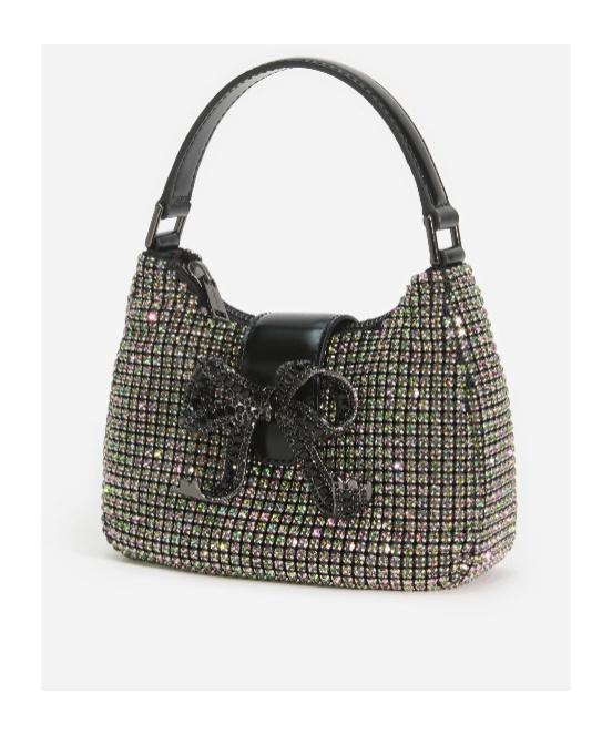 SELF-PORTRAIT Multi Rhinestone Crescent Micro Bag In Black Product Image