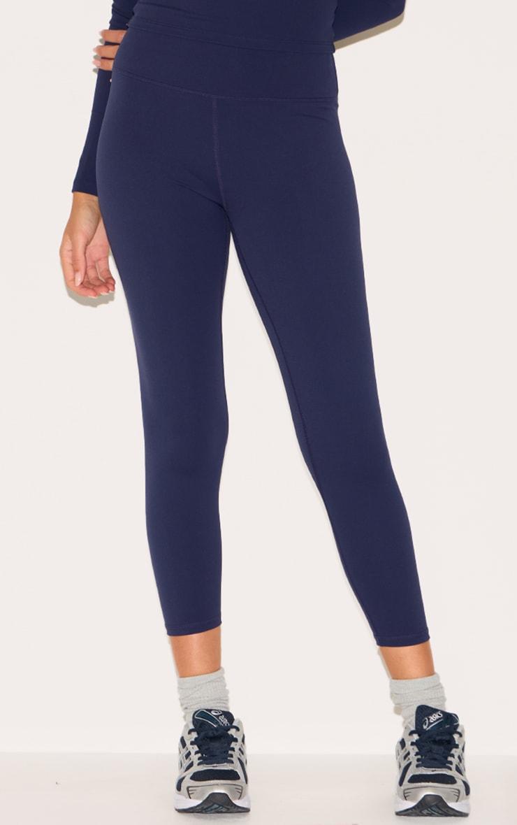 Navy Sculpt Cropped Gym Leggings Product Image