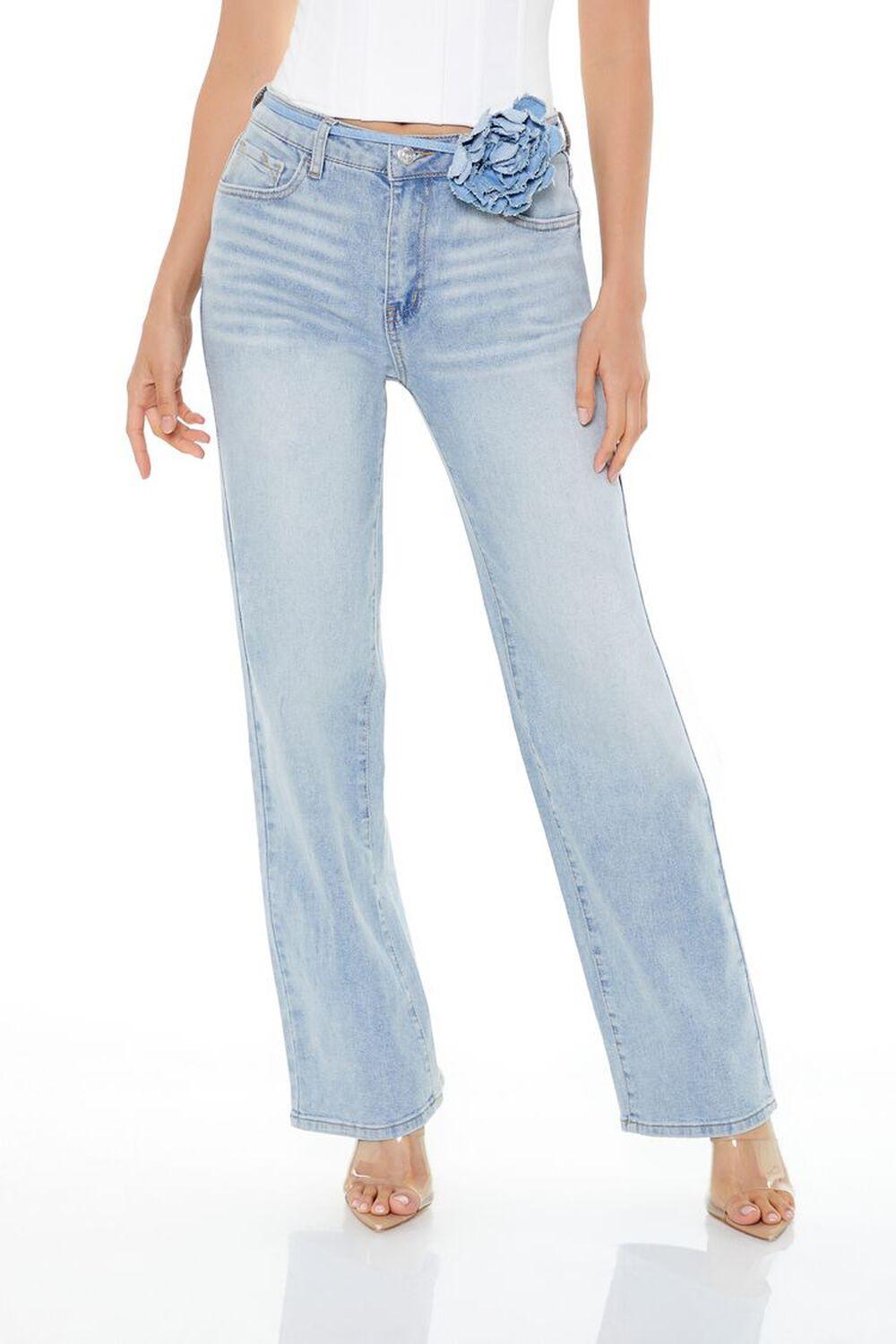 Rosette Belted Wide-Leg Jeans | Forever 21 Product Image