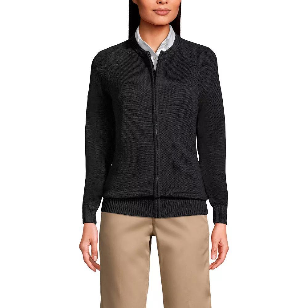 Women's Lands' End School Uniform Zipper-Front Cardigan Sweater,  Product Image