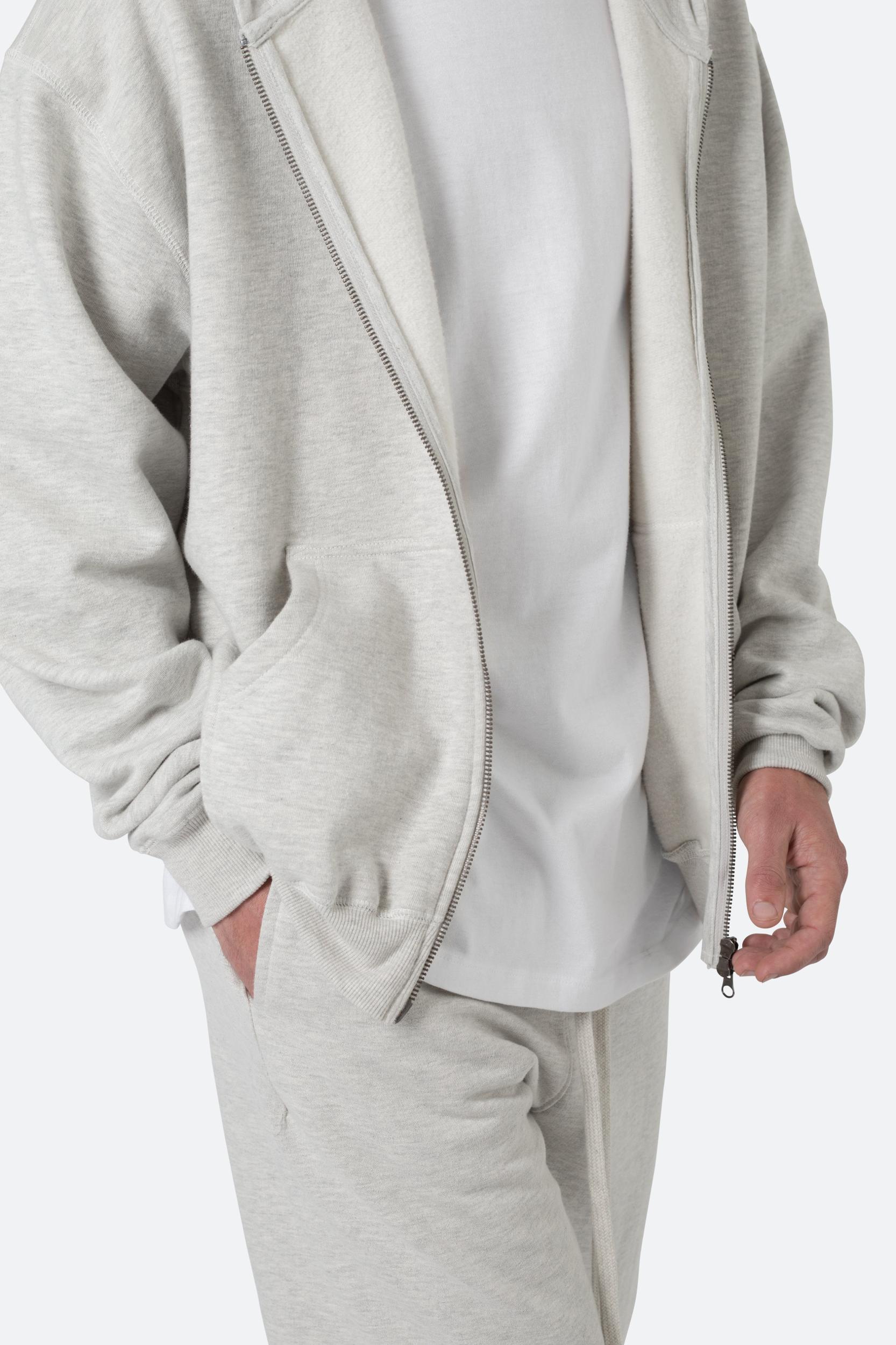 Basic Zip Up Hoodie - Grey Product Image