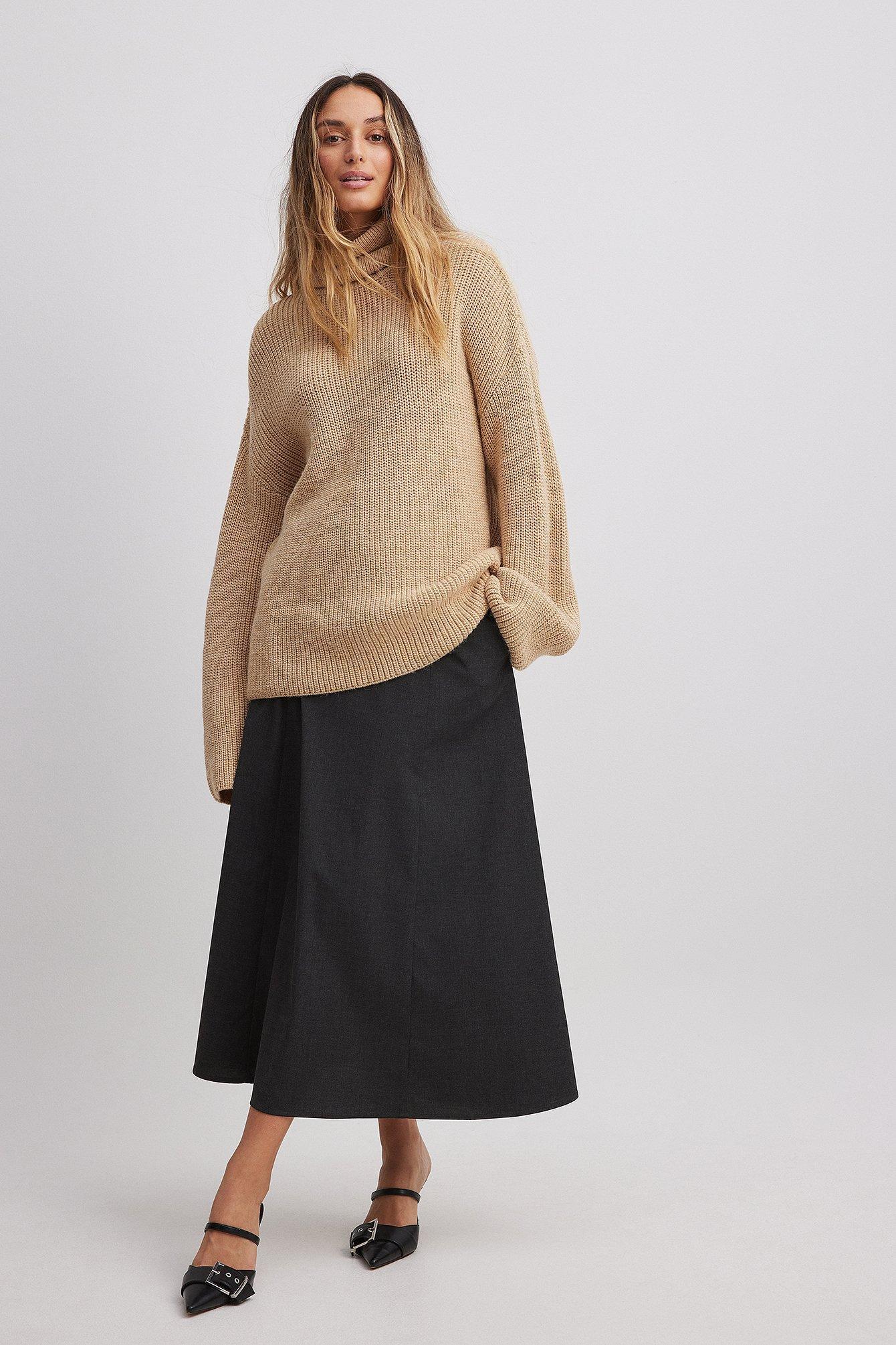 Long Turtle Neck Knitted Sweater Product Image