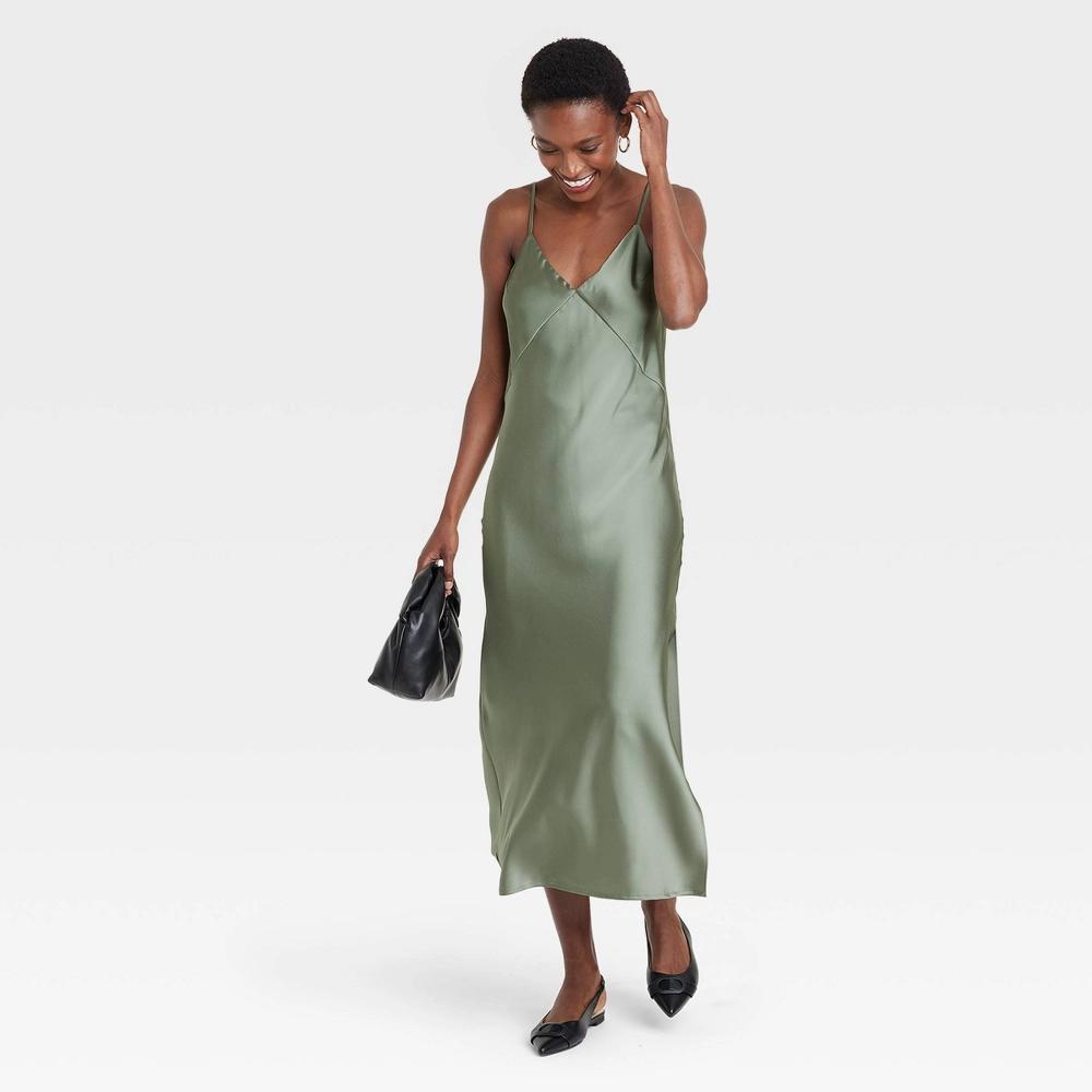 Womens Midi Slip Dress - A New Day Sage XL Product Image