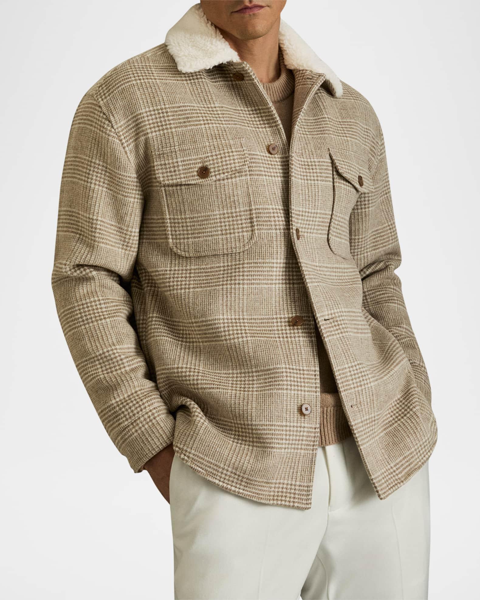 Men's Nix Wool-Blend Borg-Collar Check Overshirt Product Image