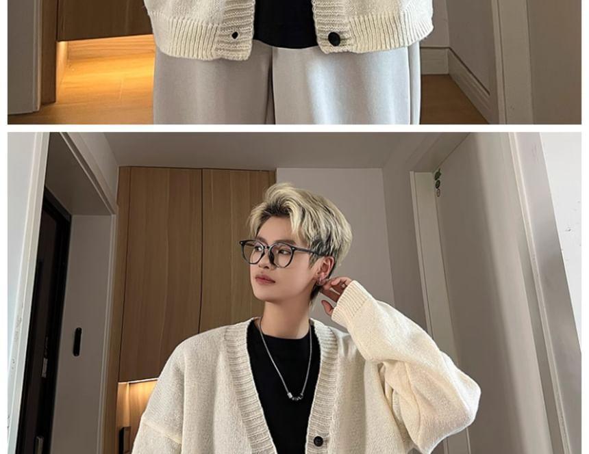 V-Neck Plain Cardigan Product Image