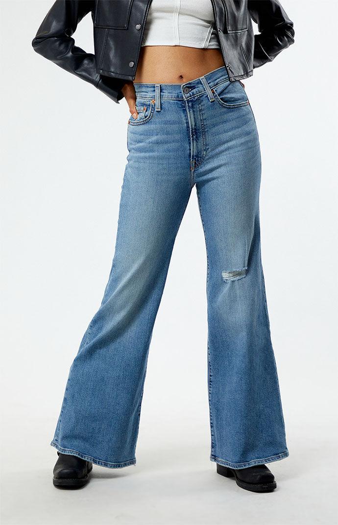 Levis Ribcage High Rise Distressed Flare Jeans Product Image