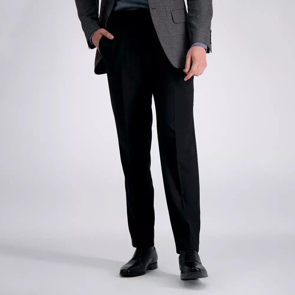 Men's Haggar® Premium Comfort Straight-Fit Flat-Front Dress Pants, Size: 30X30, Black Product Image